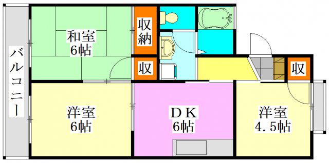 セジュール東船橋(3DK/1階)の間取り写真