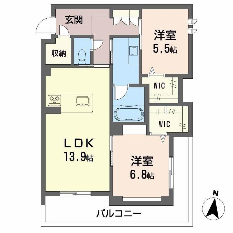 ノルディア野田(2LDK/2階)の間取り写真
