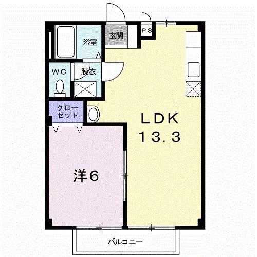 メゾン栄A(1LDK/1階)の間取り写真