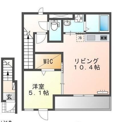 ポニョ・コンフィート(1LDK/2階)の間取り写真