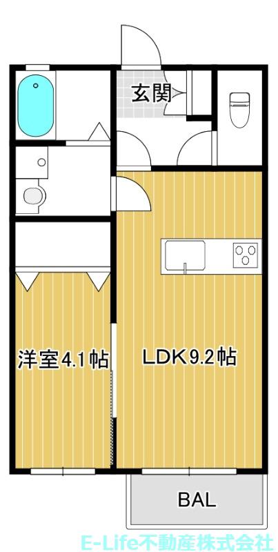ハイム東原(1LDK/2階)の間取り写真