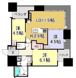 シティタワー大阪本町(3LDK/15階)の間取り写真