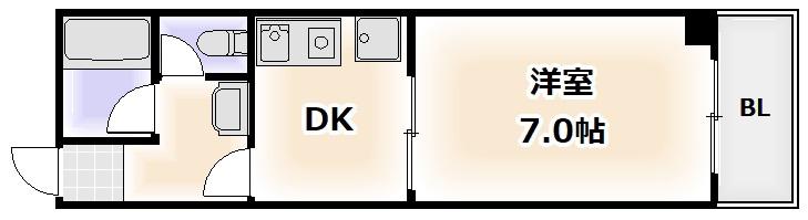 サン・クレール(1DK/2階)の間取り写真