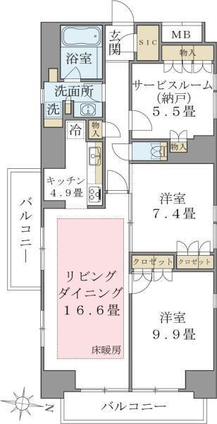 BRILLIA IST 東雲キャナルコート(2SLDK/11階)の間取り写真