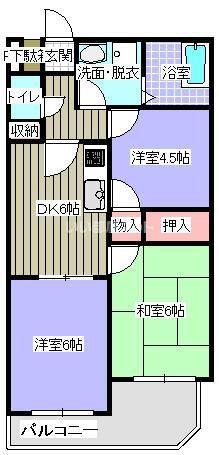 ベルヴィ西都賀(3DK/3階)の間取り写真
