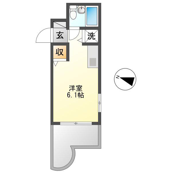 ライオンズマンションソフィア泊(ワンルーム/9階)の間取り写真