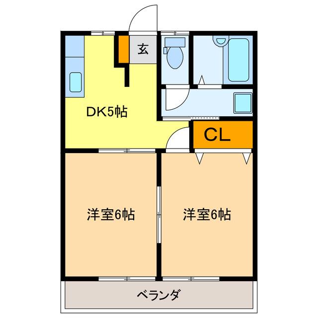 コーポ田村NO3(2DK/1階)の間取り写真