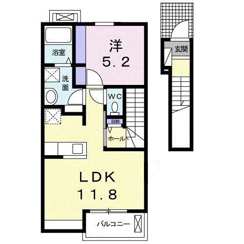 レジデンス鳥生5(1LDK/2階)の間取り写真