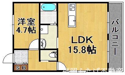 グラシア香椎(1LDK/2階)の間取り写真