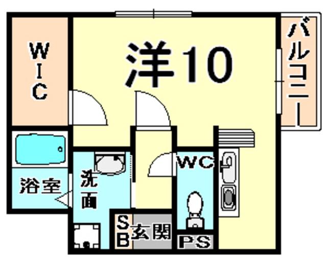 ラフィーネ伊丹Ⅱ(ワンルーム/2階)の間取り写真