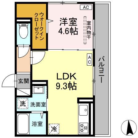 ディパイナ桜ヶ丘(1LDK/2階)の間取り写真
