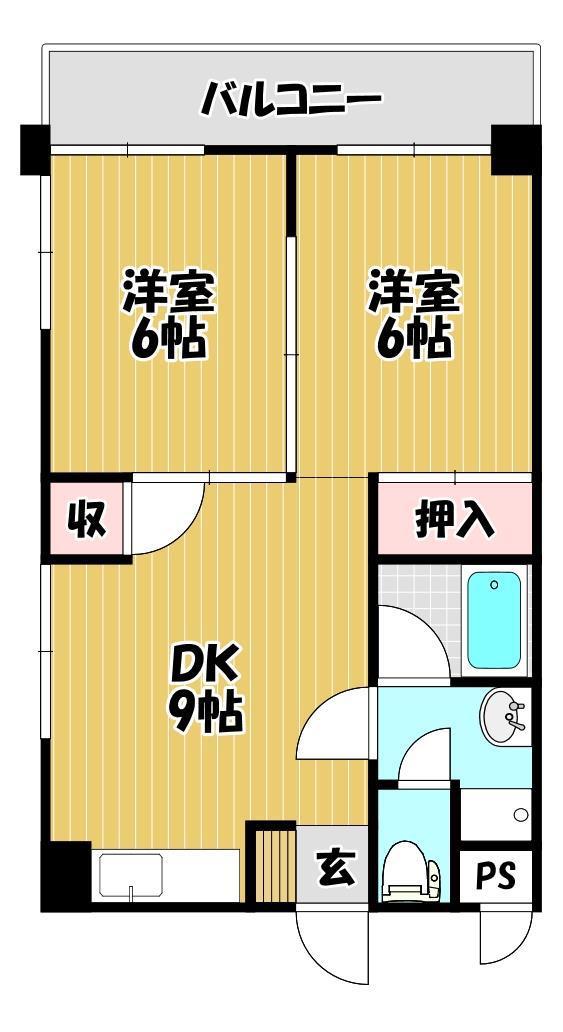 プルミエール晴美(2DK/3階)の間取り写真