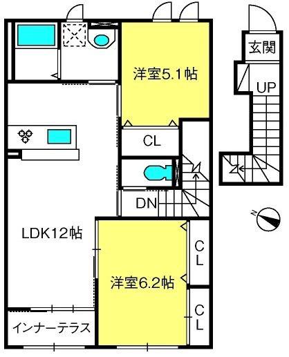 ファンタジア(2LDK/2階)の間取り写真