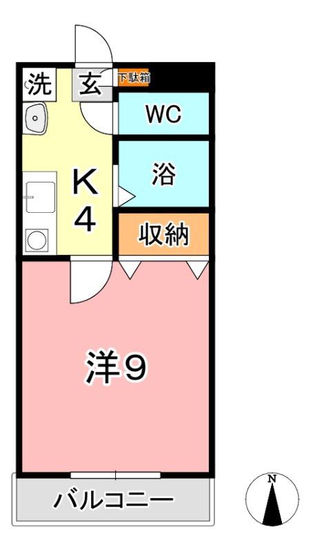 サンライズマンション(1K/3階)の間取り写真