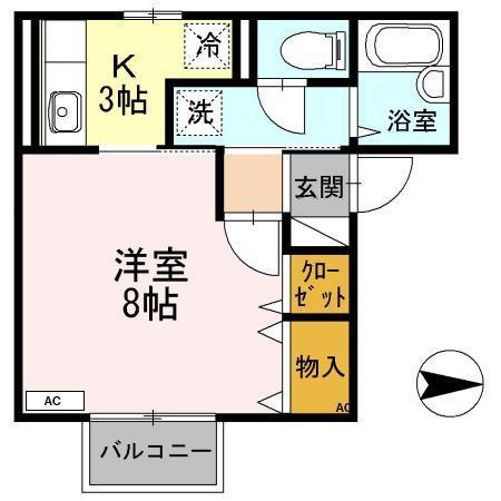 フォルトナ(1K/2階)の間取り写真