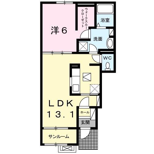 サイドT A棟(1LDK/1階)の間取り写真