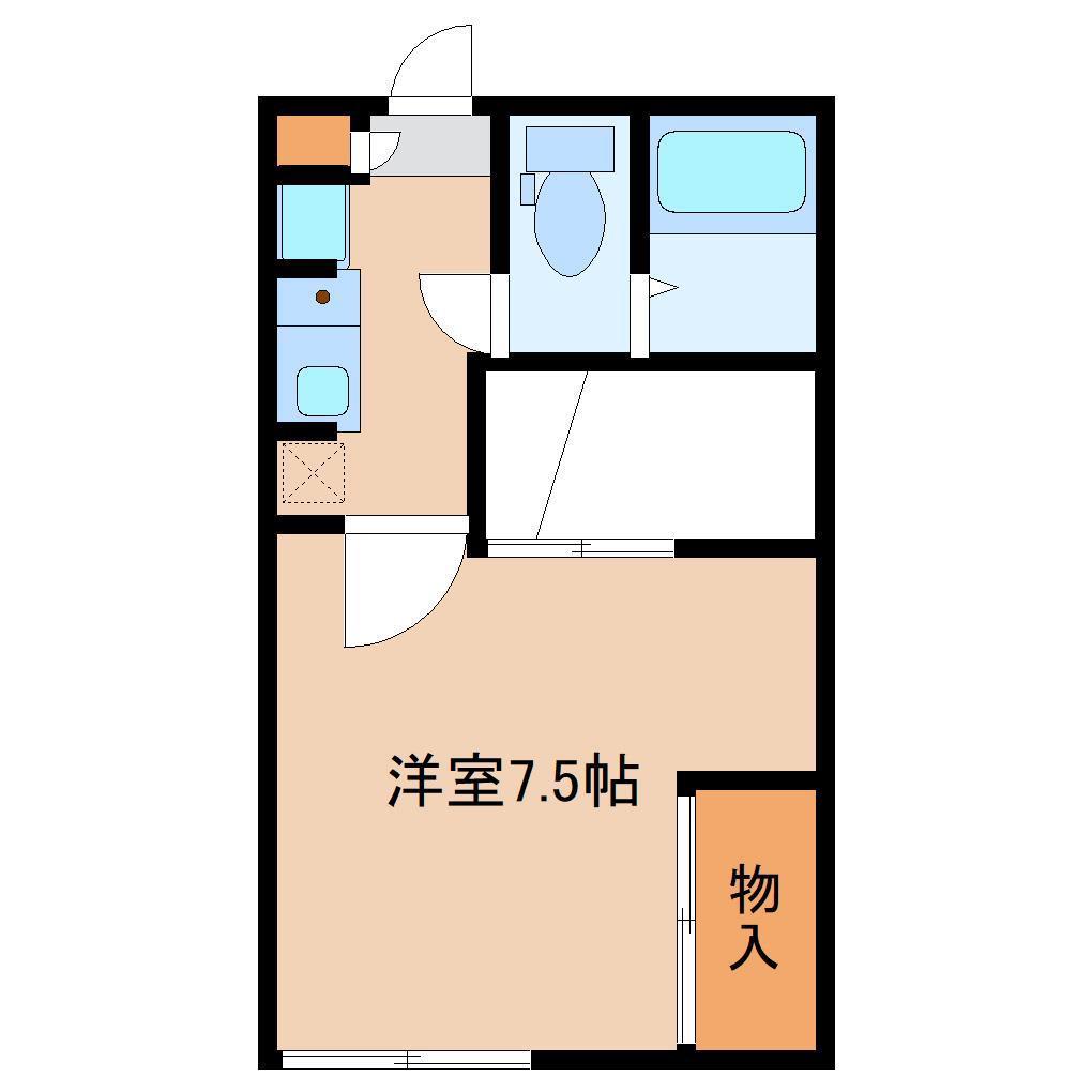 琵琶渕レジデンスII(1K/1階)の間取り写真