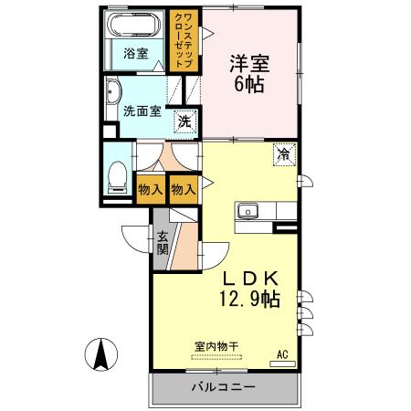サンクリア蒼(1LDK/2階)の間取り写真