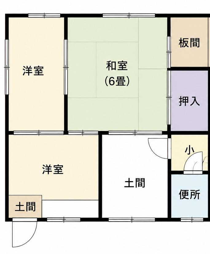 愛媛県新居浜市垣生6丁目7番8物件5東側(2LDK/1階)の間取り写真