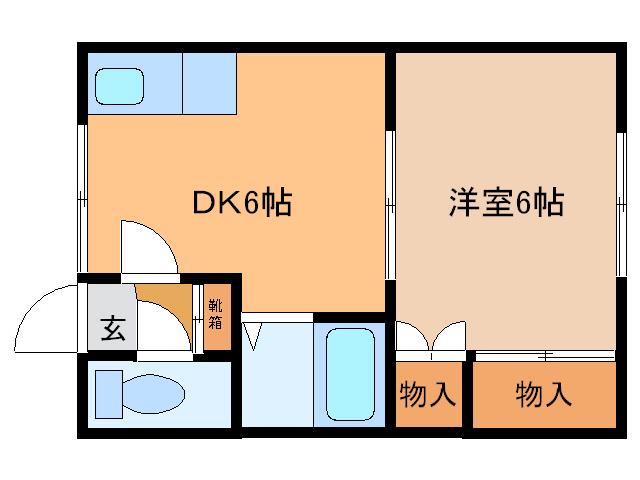 マンションJUJU5(1DK/2階)の間取り写真