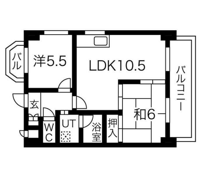 リヴァーサイド植田(2LDK/4階)の間取り写真