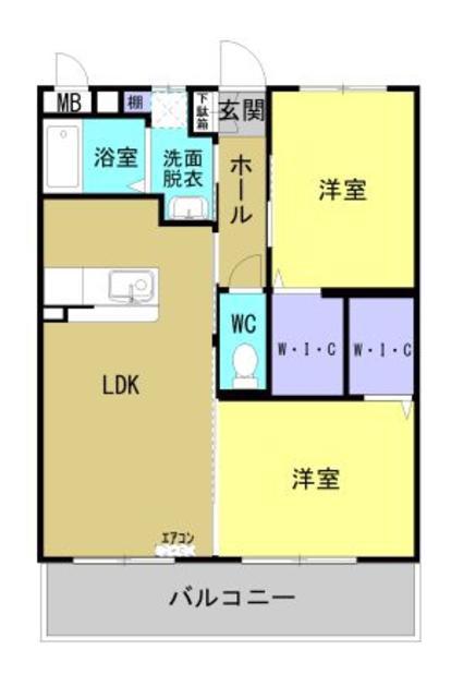 都城天神町YマンションII(2LDK/5階)の間取り写真