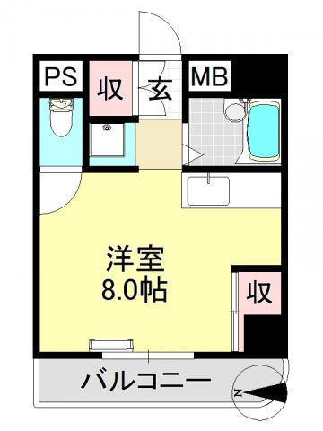 グリーンハイツ平野(ワンルーム/5階)の間取り写真