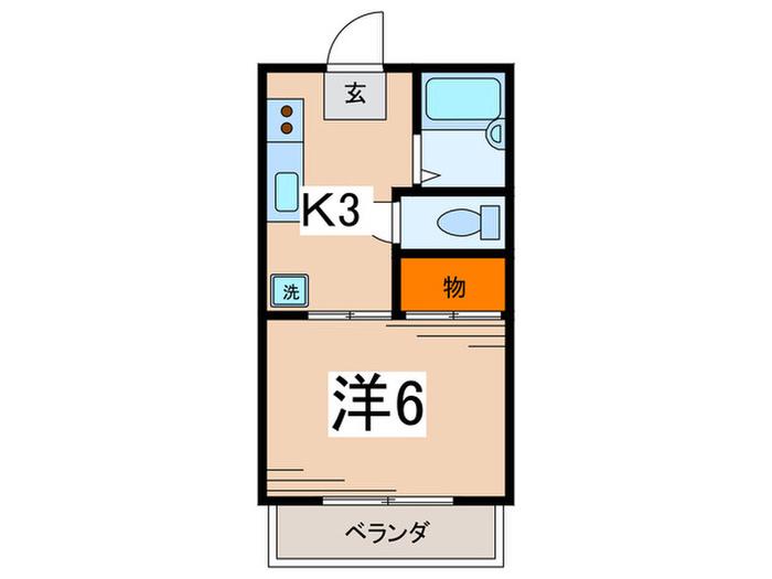 プランタン(1K/2階)の間取り写真