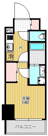 エスタート品川戸越II(1K/6階)の間取り写真