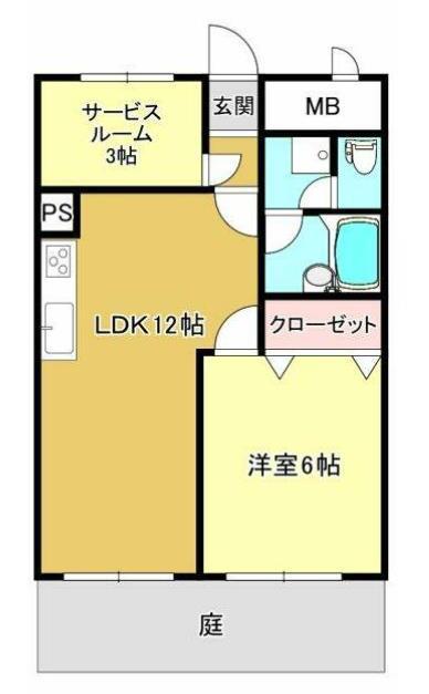 スカイコート大手町(1SLDK/1階)の間取り写真