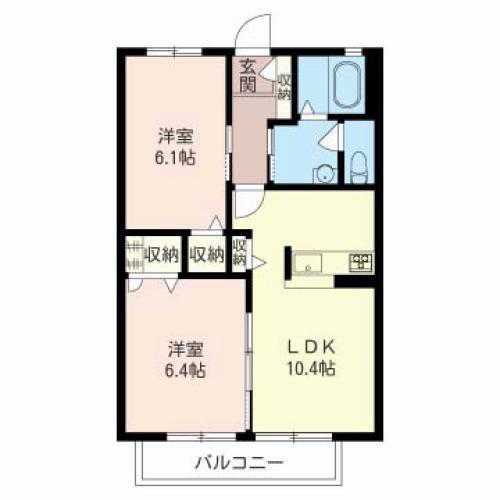 オーフィングリッジ 積水ハウスシャーメゾン(2LDK/2階)の間取り写真
