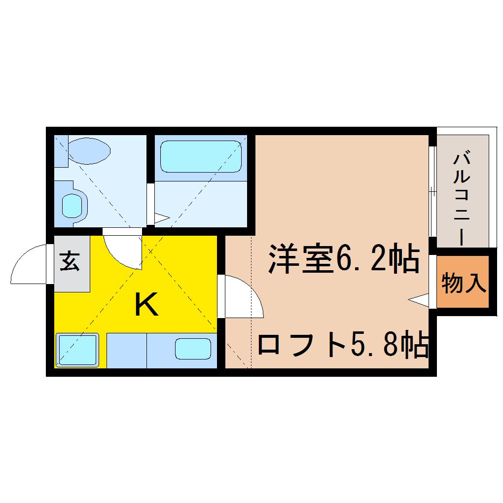ロフトハウス石名坂(1K/1階)の間取り写真
