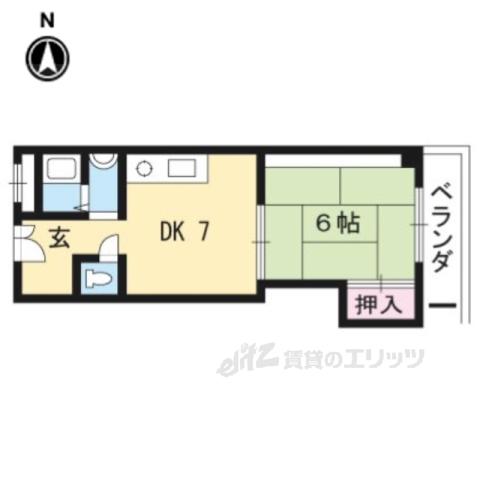 パレス松原(1DK/4階)の間取り写真
