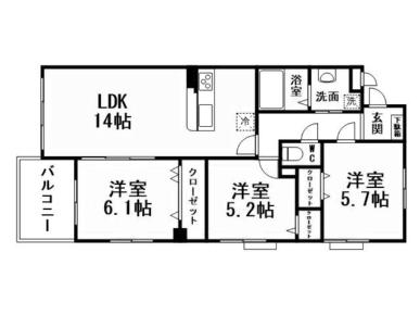 カームテラス(2LDK/2階)の間取り写真