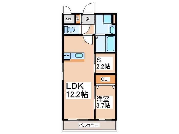 LIFEFIELD二日市南(1SLDK/1階)の間取り写真