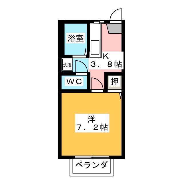 フレグランス ランド D(1K/2階)の間取り写真