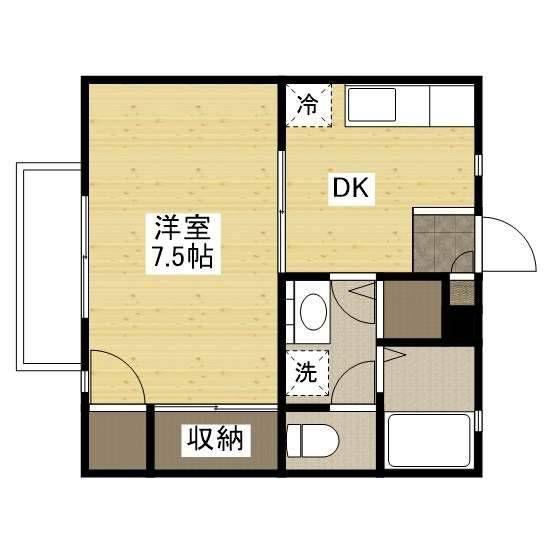 エスト柳(1DK/2階)の間取り写真