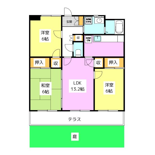 リバーピア大橋(3LDK/1階)の間取り写真