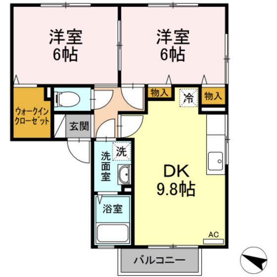 パストラル(2DK/1階)の間取り写真