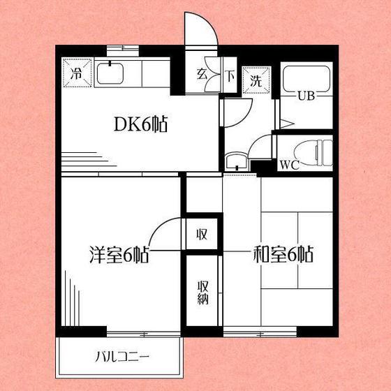 ハイツ須藤II(2DK/1階)の間取り写真