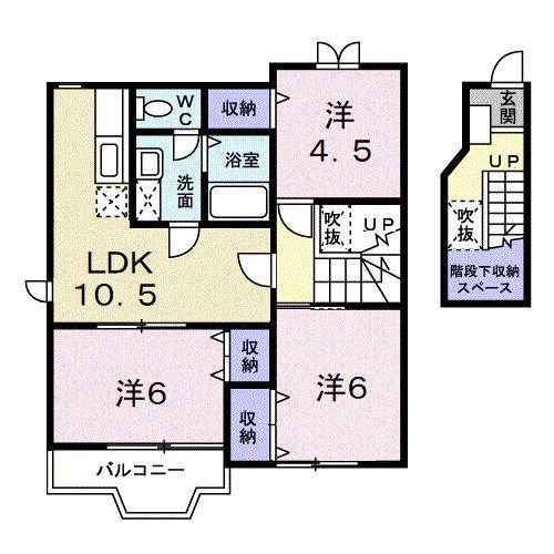 メゾンクレールB(3LDK/2階)の間取り写真