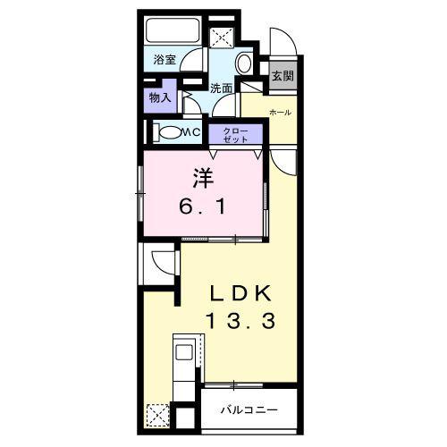 クレシエンテ ひばり(1LDK/3階)の間取り写真