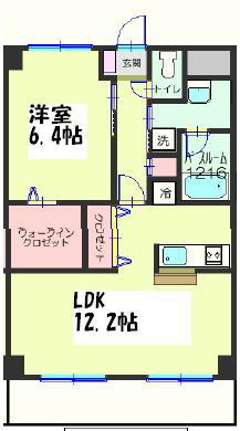 シェローナ(1LDK/4階)の間取り写真