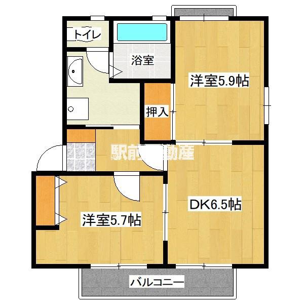 クレスト望I(2DK/2階)の間取り写真