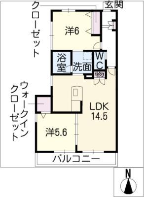 グレイスガーデン(2LDK/1階)の間取り写真
