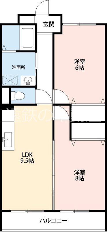 ピエール フェローニ(2LDK/4階)の間取り写真