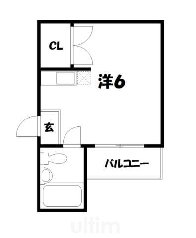 北浅ハイツ(ワンルーム/2階)の間取り写真