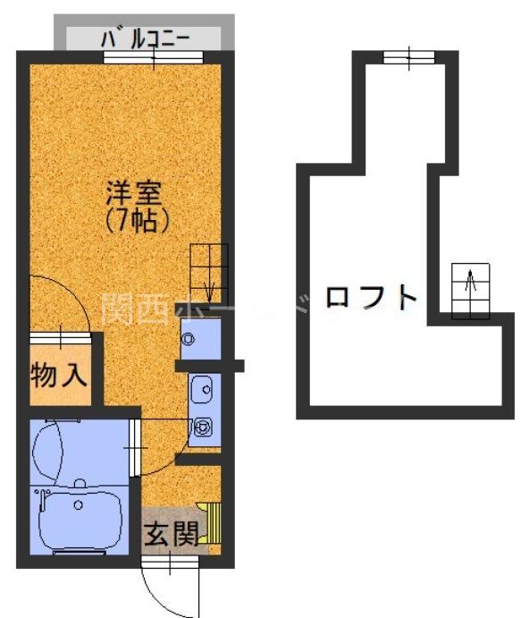ハイツヴィラ(ワンルーム/2階)の間取り写真
