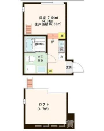 アンビアンテ(ワンルーム/1階)の間取り写真