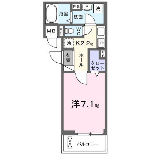 ブルーノ(1K/3階)の間取り写真